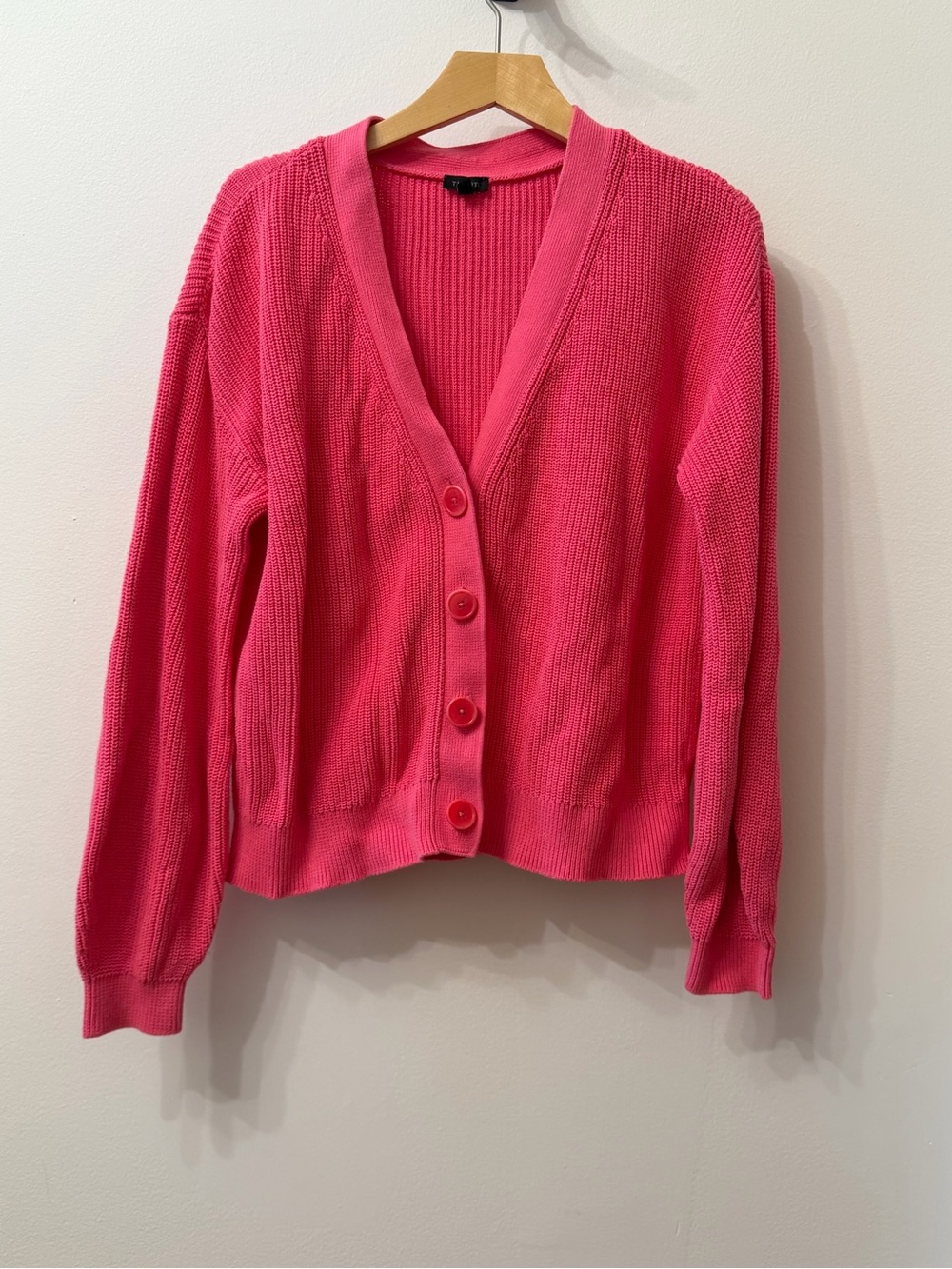 Talbots Bright Pink V-Neck Button Cardigan